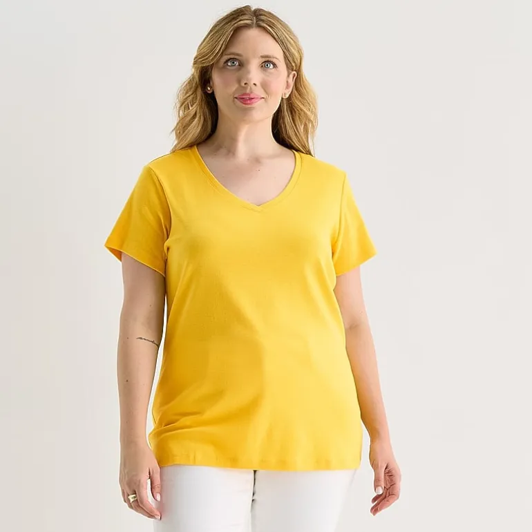 St. John's Bay Womens Plus V Neck Short Sleeve T-Shirt