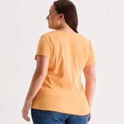 St. John's Bay Womens Plus V Neck Short Sleeve T-Shirt