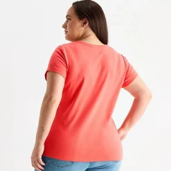 St. John's Bay Womens Plus V Neck Short Sleeve T-Shirt