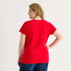 St. John's Bay Womens Plus V Neck Short Sleeve T-Shirt