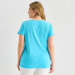 St. John's Bay Womens Plus V Neck Short Sleeve T-Shirt