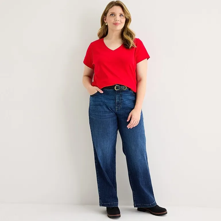 St. John's Bay Womens Plus V Neck Short Sleeve T-Shirt