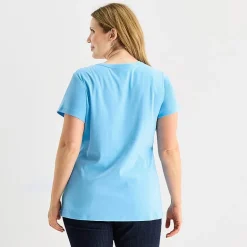 St. John's Bay Womens Plus V Neck Short Sleeve T-Shirt