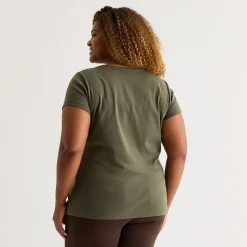St. John's Bay Womens Plus V Neck Short Sleeve T-Shirt