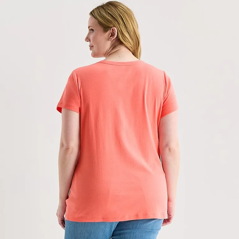 St. John's Bay Womens Plus V Neck Short Sleeve T-Shirt