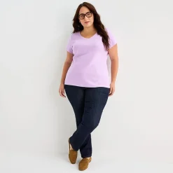 St. John's Bay Womens Plus V Neck Short Sleeve T-Shirt
