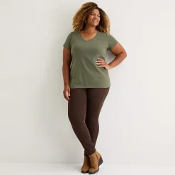 St. John's Bay Womens Plus V Neck Short Sleeve T-Shirt