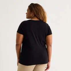 St. John's Bay Womens Plus V Neck Short Sleeve T-Shirt