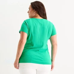 St. John's Bay Womens Plus V Neck Short Sleeve T-Shirt