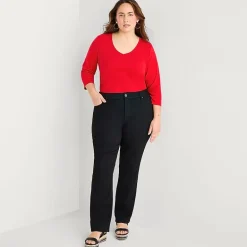 St. John's Bay Womens Plus V Neck 3/4 Sleeve T-Shirt