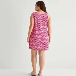St. John's Bay Womens Plus V Neck Sleeveless Floral A-Line Dress