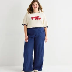 St. John's Bay Womens Plus Wide Leg Pull-On Pant