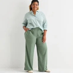 St. John's Bay Womens Plus Wide Leg Pull-On Pant