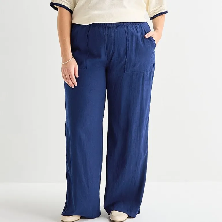 St. John's Bay Womens Plus Wide Leg Pull-On Pant