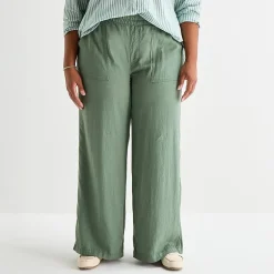 St. John's Bay Womens Plus Wide Leg Pull-On Pant