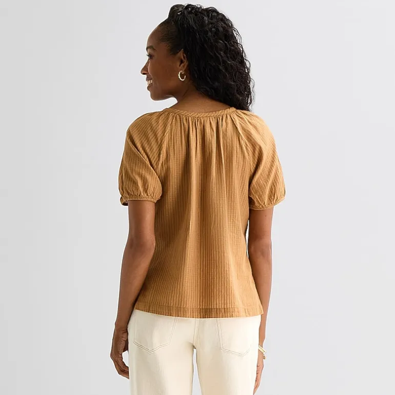 St. John's Bay Womens Round Neck Short Sleeve Regular Fit Button-Down Shirt
