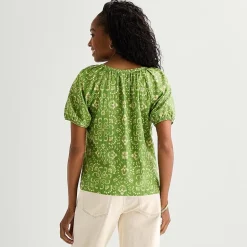 St. John's Bay Womens Round Neck Short Sleeve Regular Fit Button-Down Shirt