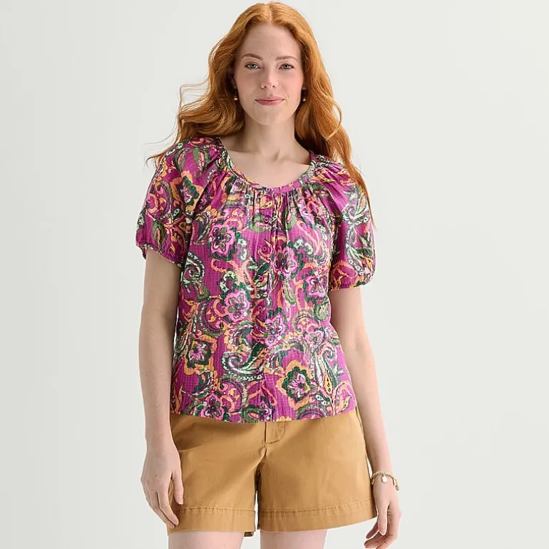 St. John's Bay Womens Round Neck Short Sleeve Regular Fit Button-Down Shirt