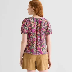 St. John's Bay Womens Round Neck Short Sleeve Regular Fit Button-Down Shirt