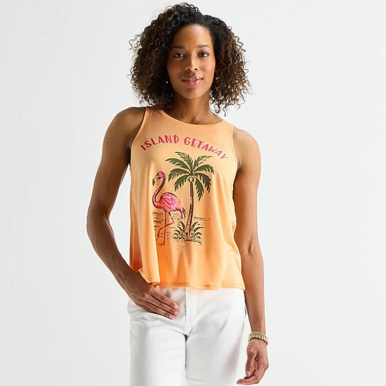 St. John's Bay Womens Round Neck Sleeveless Tank Top