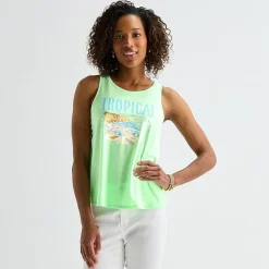 St. John's Bay Womens Round Neck Sleeveless Tank Top