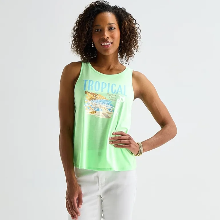 St. John's Bay Womens Round Neck Sleeveless Tank Top