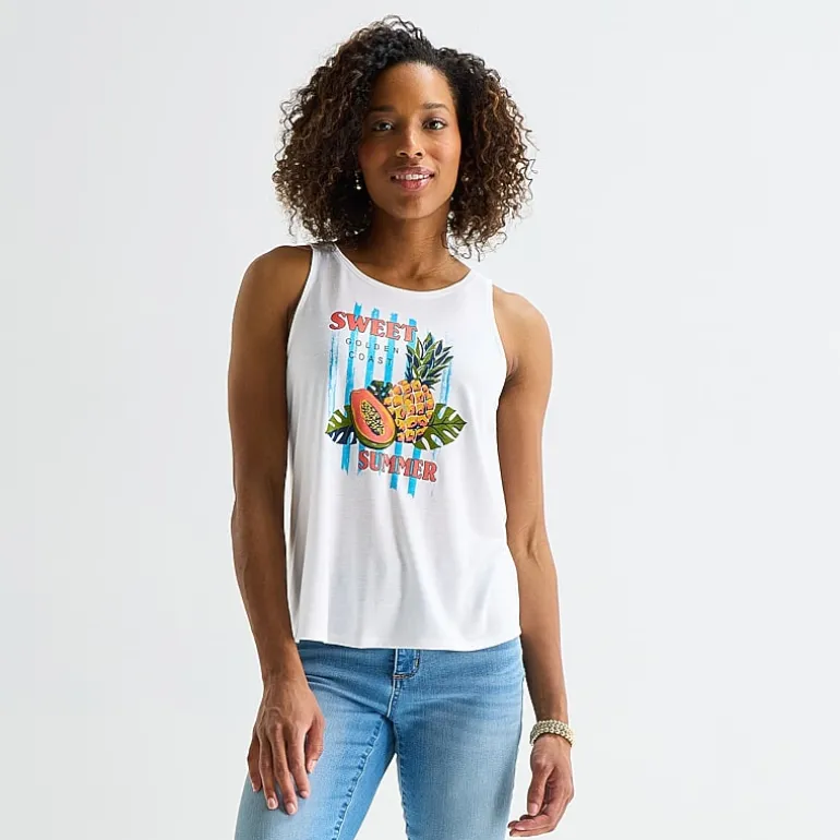 St. John's Bay Womens Round Neck Sleeveless Tank Top