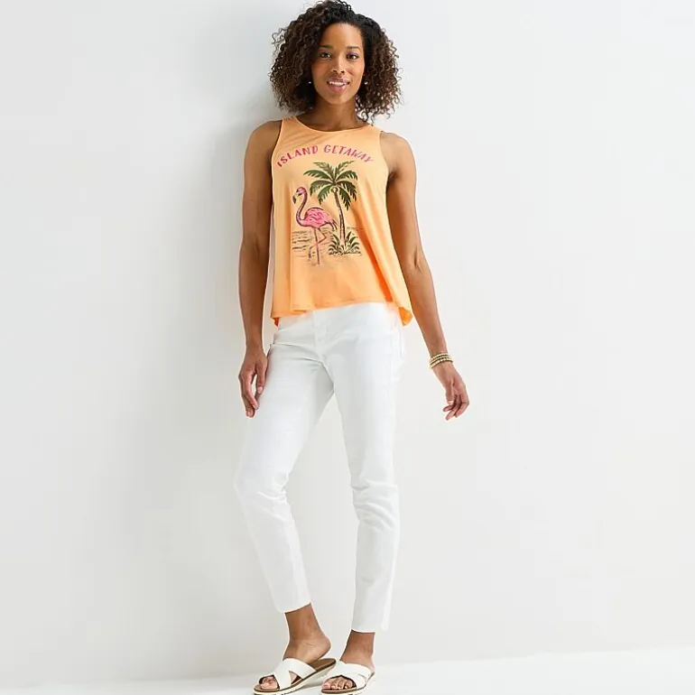 St. John's Bay Womens Round Neck Sleeveless Tank Top