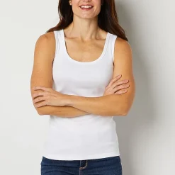 St. John's Bay Womens Scoop Neck Sleeveless Tank Top