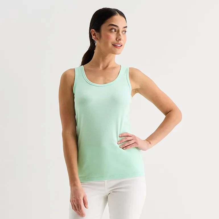 St. John's Bay Womens Scoop Neck Sleeveless Tank Top
