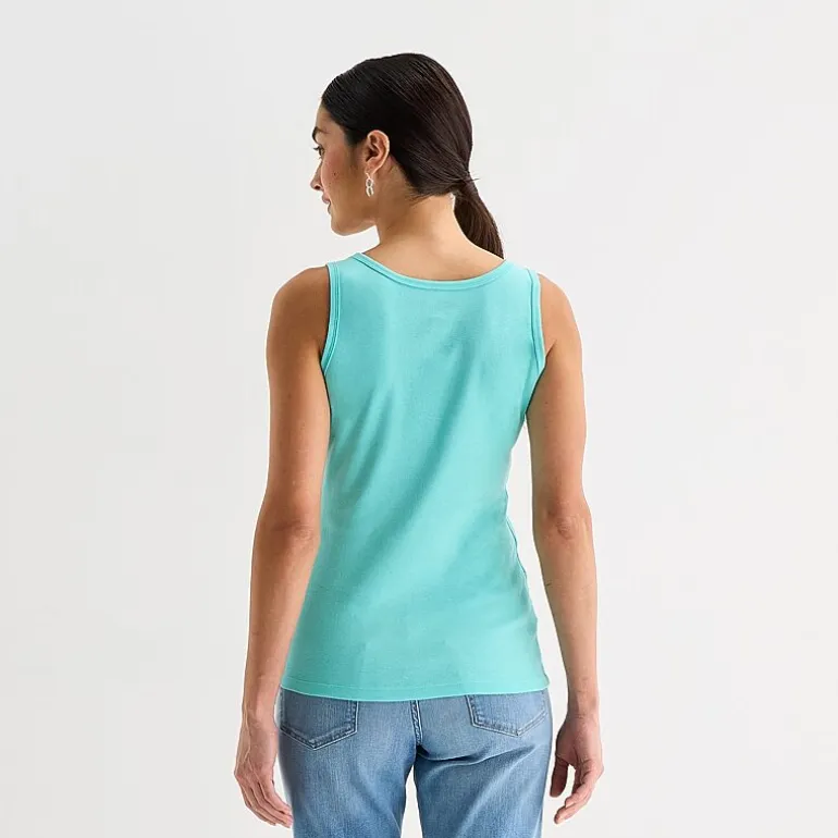 St. John's Bay Womens Scoop Neck Sleeveless Tank Top