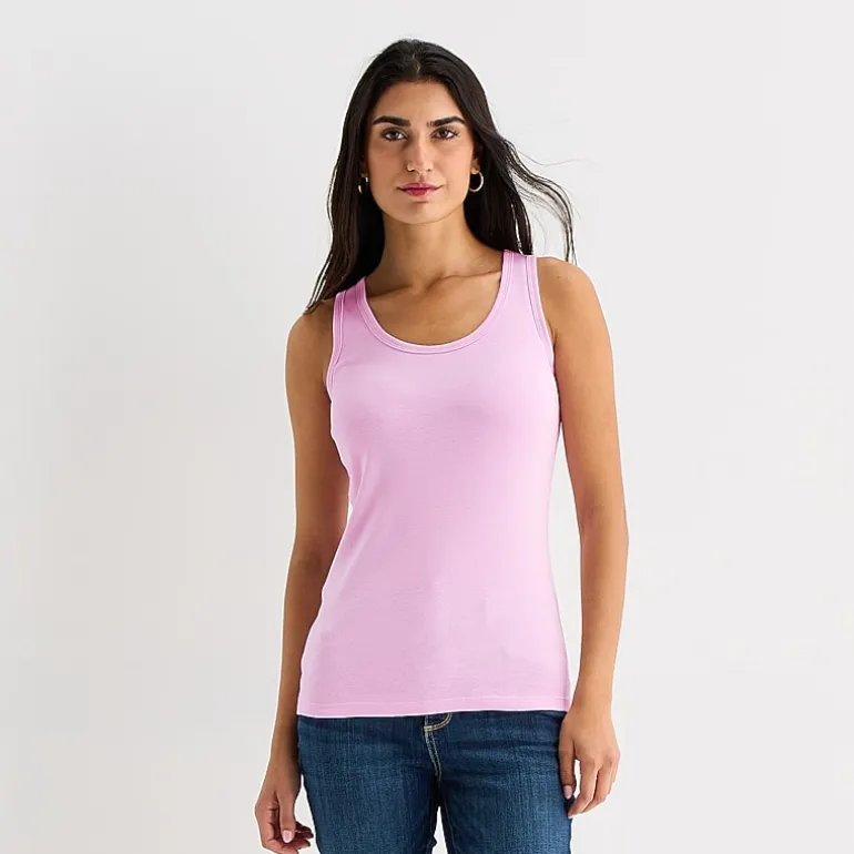 St. John's Bay Womens Scoop Neck Sleeveless Tank Top