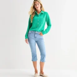 St. John's Bay Womens Secretly Slender Mid Rise Capri Jean