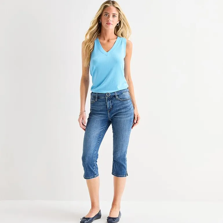 St. John's Bay Womens Secretly Slender Mid Rise Capri Jean