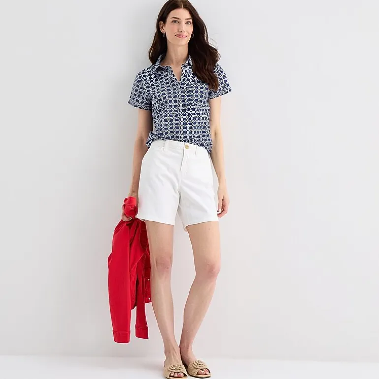 St. John's Bay Womens Short Sleeve Regular Fit Button-Down Shirt