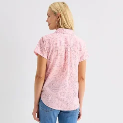 St. John's Bay Womens Short Sleeve Regular Fit Button-Down Shirt