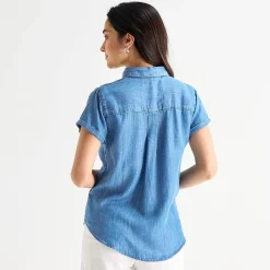 St. John's Bay Womens Short Sleeve Regular Fit Button-Down Shirt