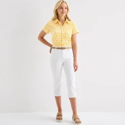 St. John's Bay Womens Short Sleeve Regular Fit Button-Down Shirt