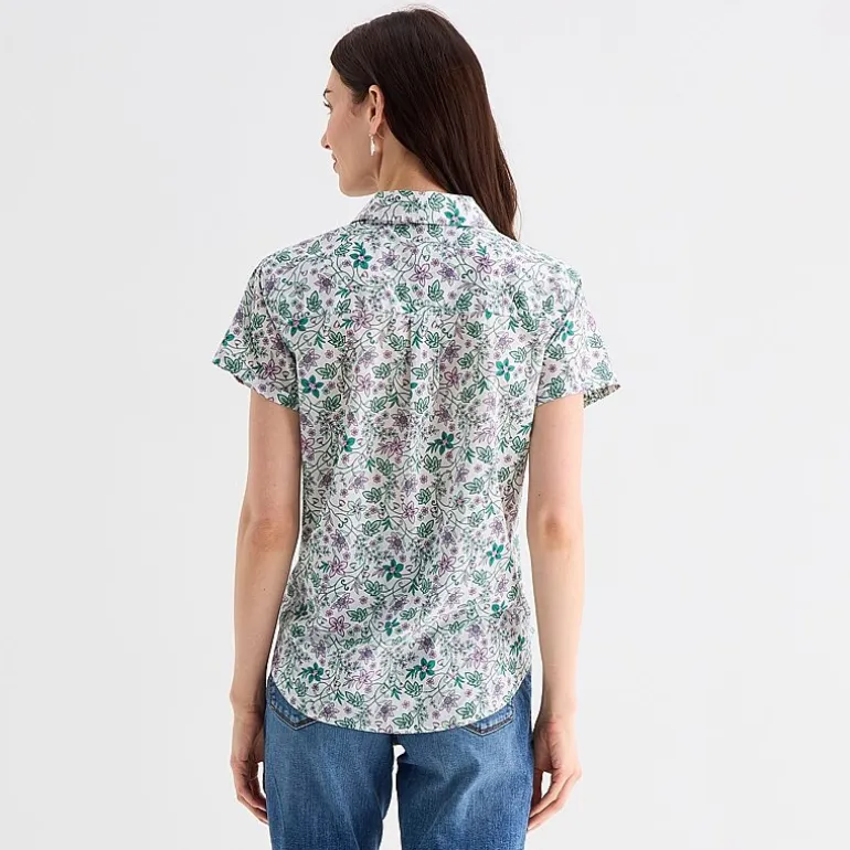 St. John's Bay Womens Short Sleeve Regular Fit Button-Down Shirt