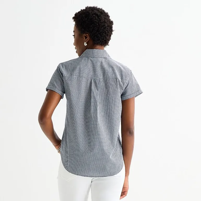 St. John's Bay Womens Short Sleeve Regular Fit Button-Down Shirt