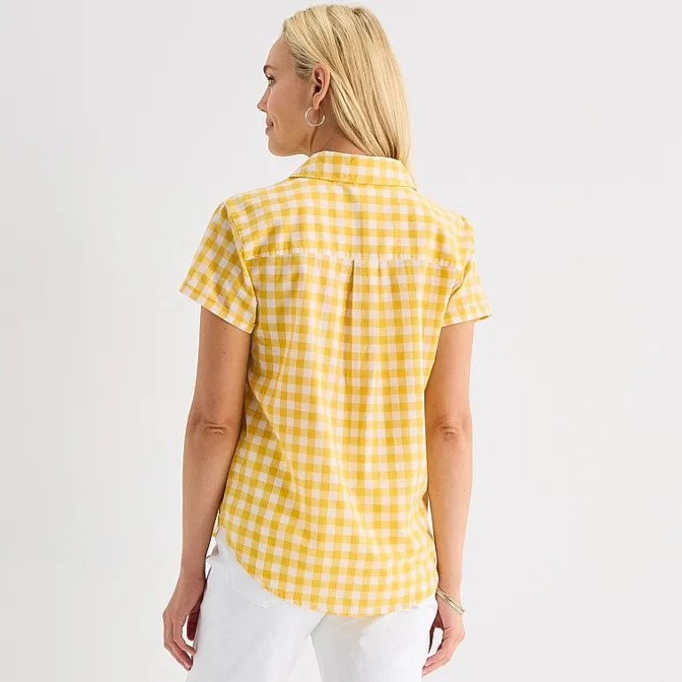 St. John's Bay Womens Short Sleeve Regular Fit Button-Down Shirt