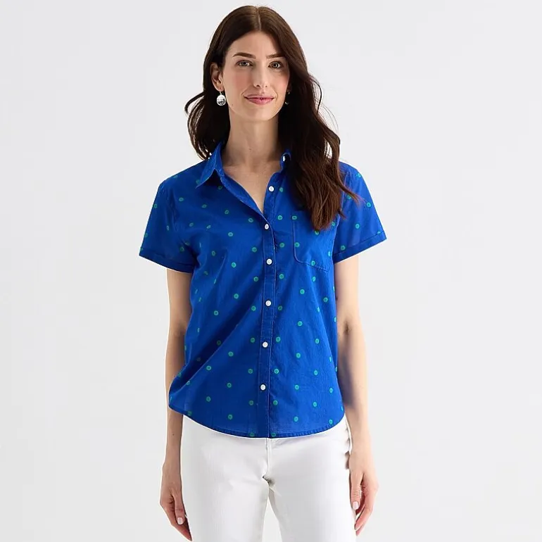 St. John's Bay Womens Short Sleeve Regular Fit Button-Down Shirt