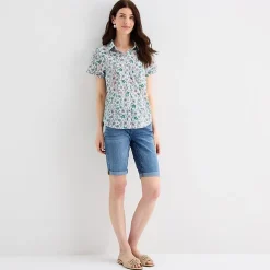 St. John's Bay Womens Short Sleeve Regular Fit Button-Down Shirt
