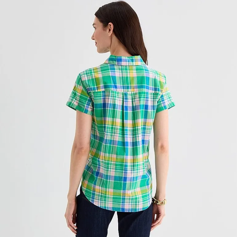 St. John's Bay Womens Short Sleeve Regular Fit Button-Down Shirt