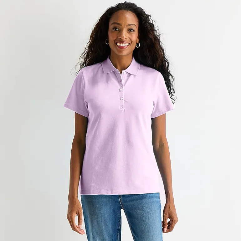 St. John's Bay Womens Short Sleeve Polo Shirt