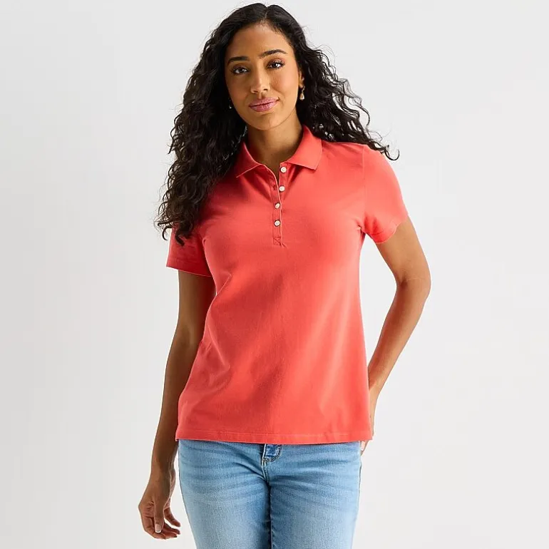 St. John's Bay Womens Short Sleeve Polo Shirt