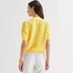 St. John's Bay Womens Short Sleeve Button Cardigan