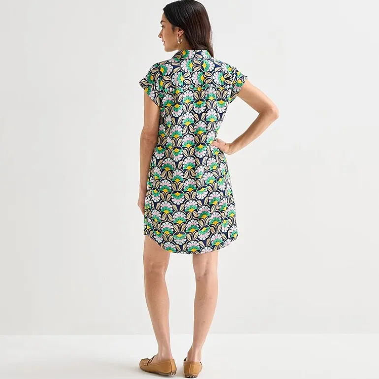 St. John's Bay Womens Short Sleeve Striped Sheath Dress