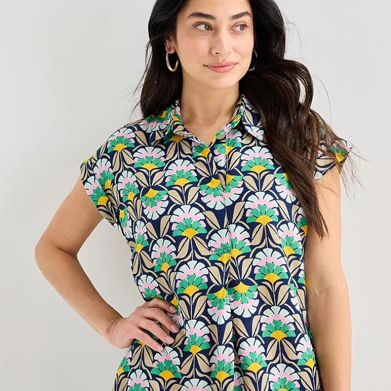 St. John's Bay Womens Short Sleeve Striped Sheath Dress