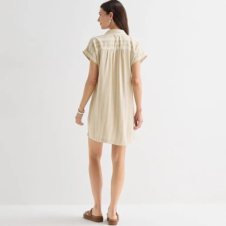 St. John's Bay Womens Short Sleeve Striped Sheath Dress